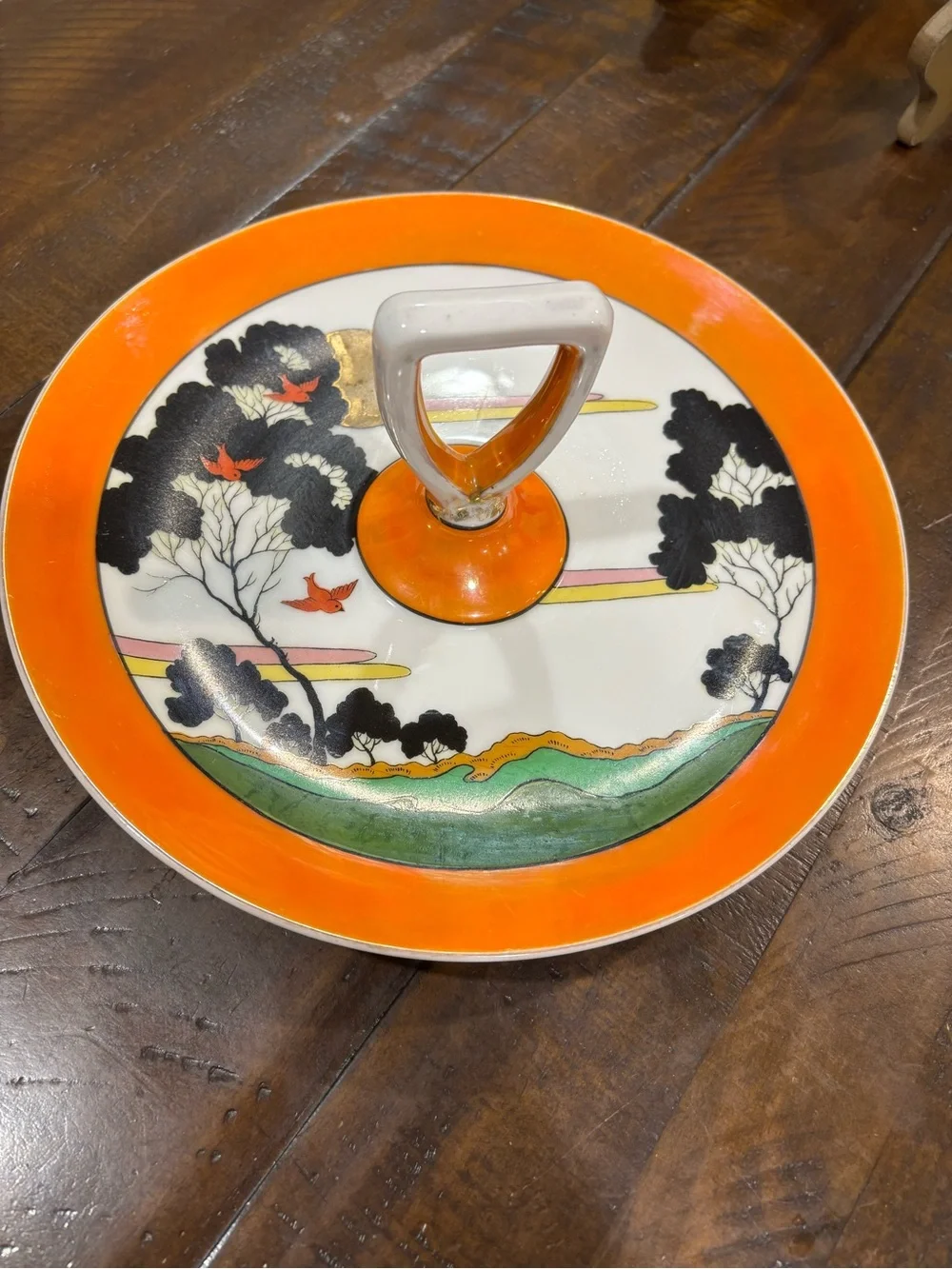 Circa 1924 Noritake Bright Tray/Server Stand with Scenic Design